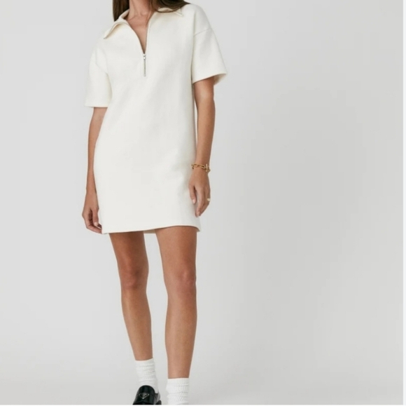 Reformation Hampton Sweat Dress Cotton With Fleece Lining In Cream Size Medium - Picture 3 of 10